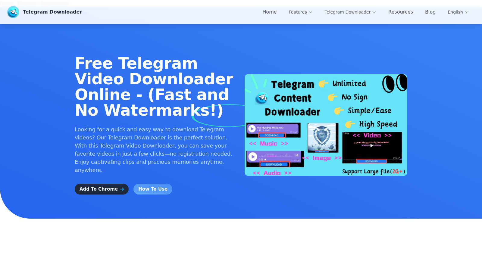 Telegram Video Downloader application interface and features