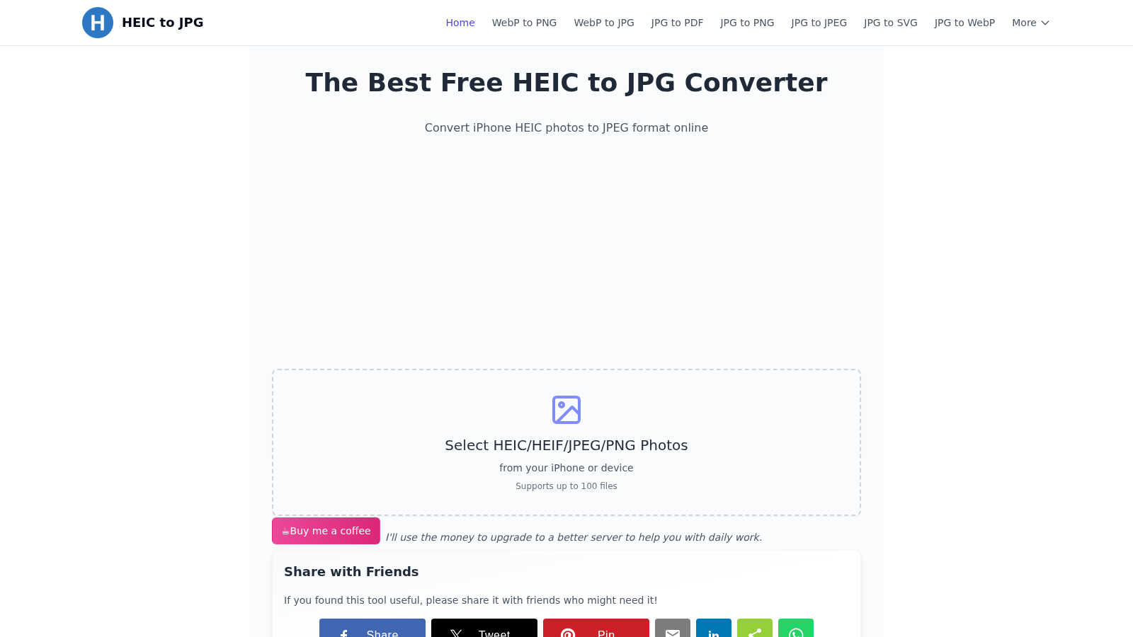 Heic To Jpg application interface and features
