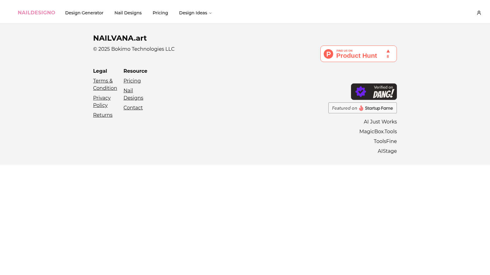 Nail Designo application interface and features