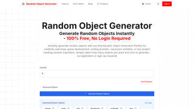 Random Object Generator - Tech tool for Content Creation
