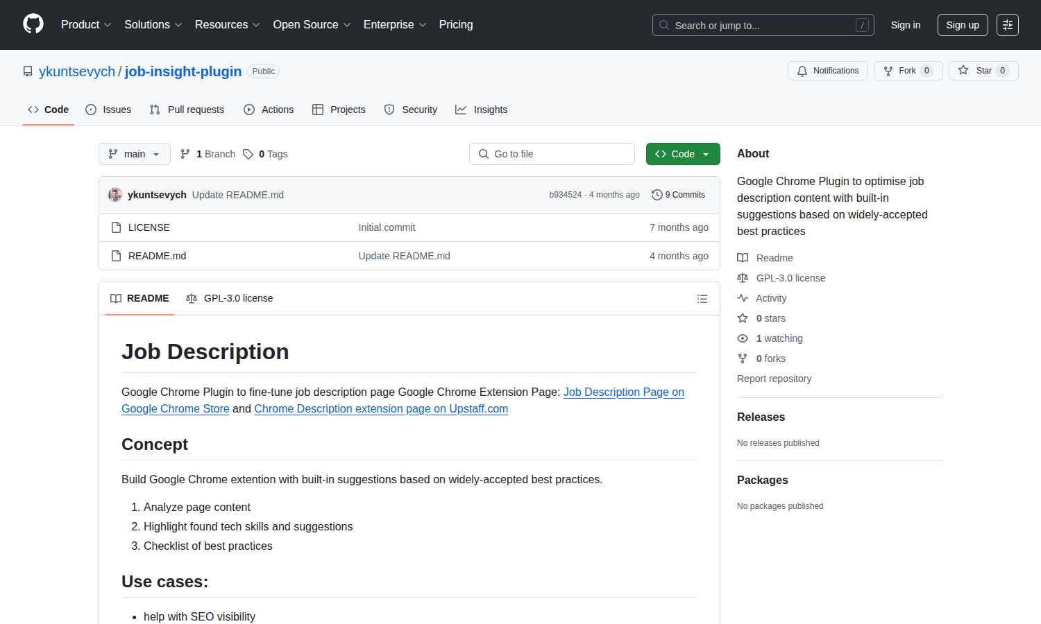 job-insight-plugin application interface and features