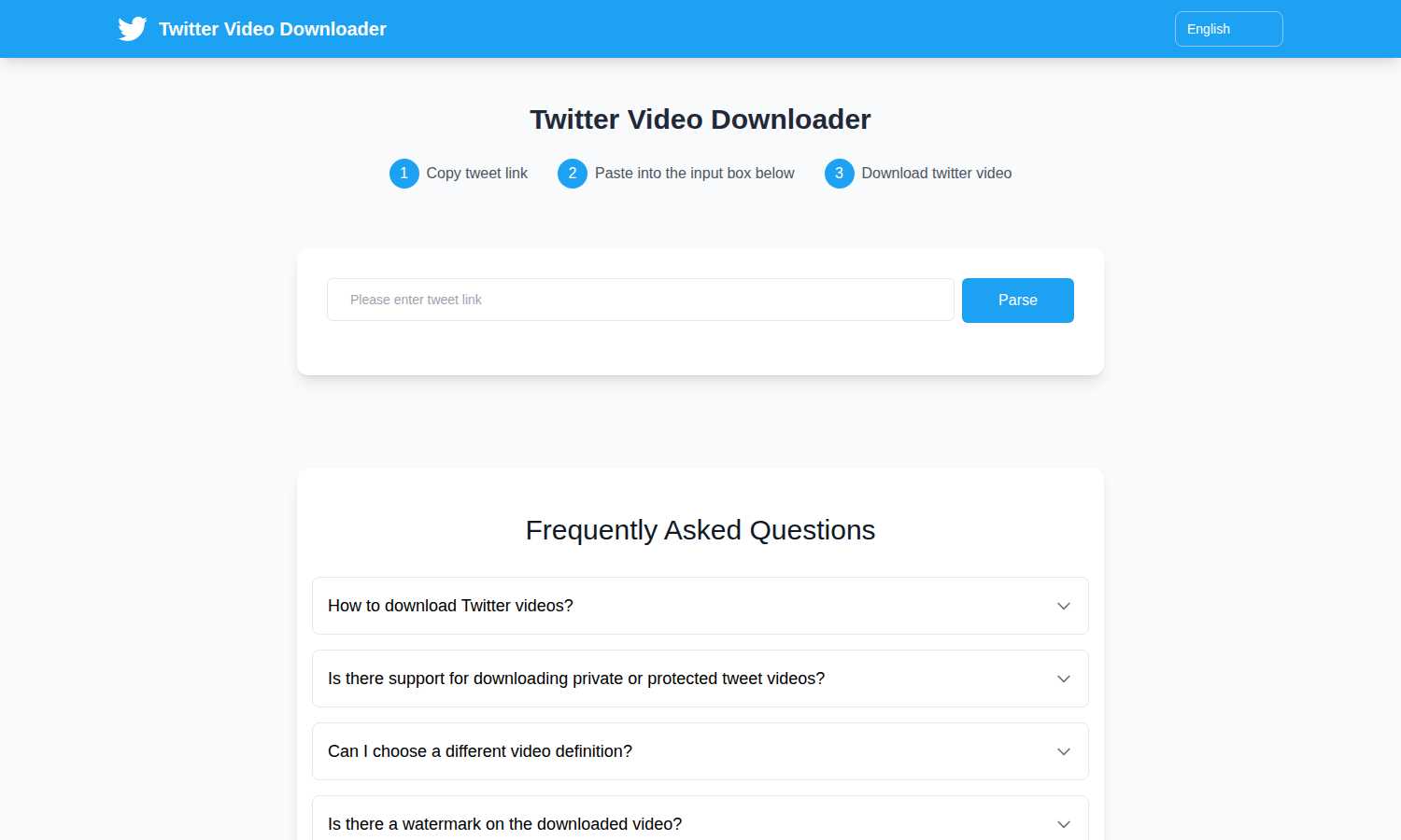 Twitter Video Downloader application interface and features