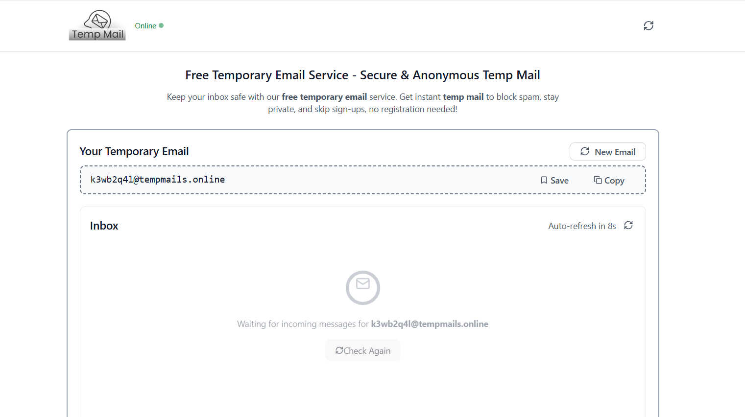 TempEmail4U application interface and features