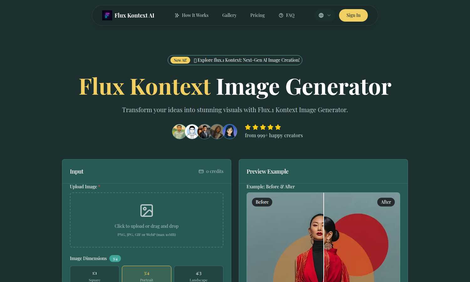 Flux Kontext application interface and features