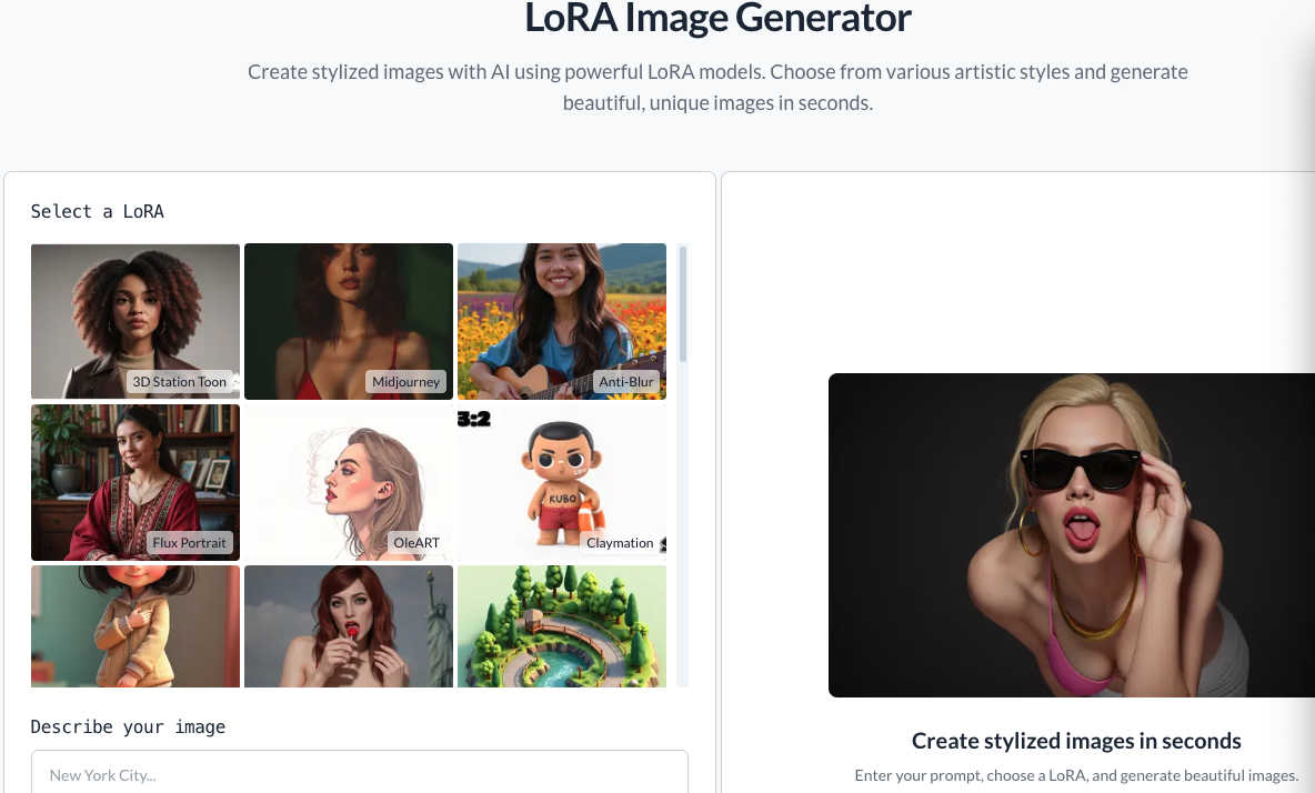 Lora application interface and features