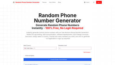 Random Phone Number Generator - Tech tool for Design Tools