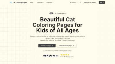 Cat Coloring Pages - AI tool for Lifestyle & Entertainment