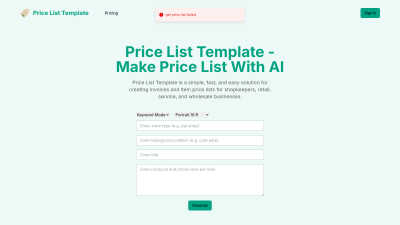 PriceListTemplate - Tech tool for Business & Finance