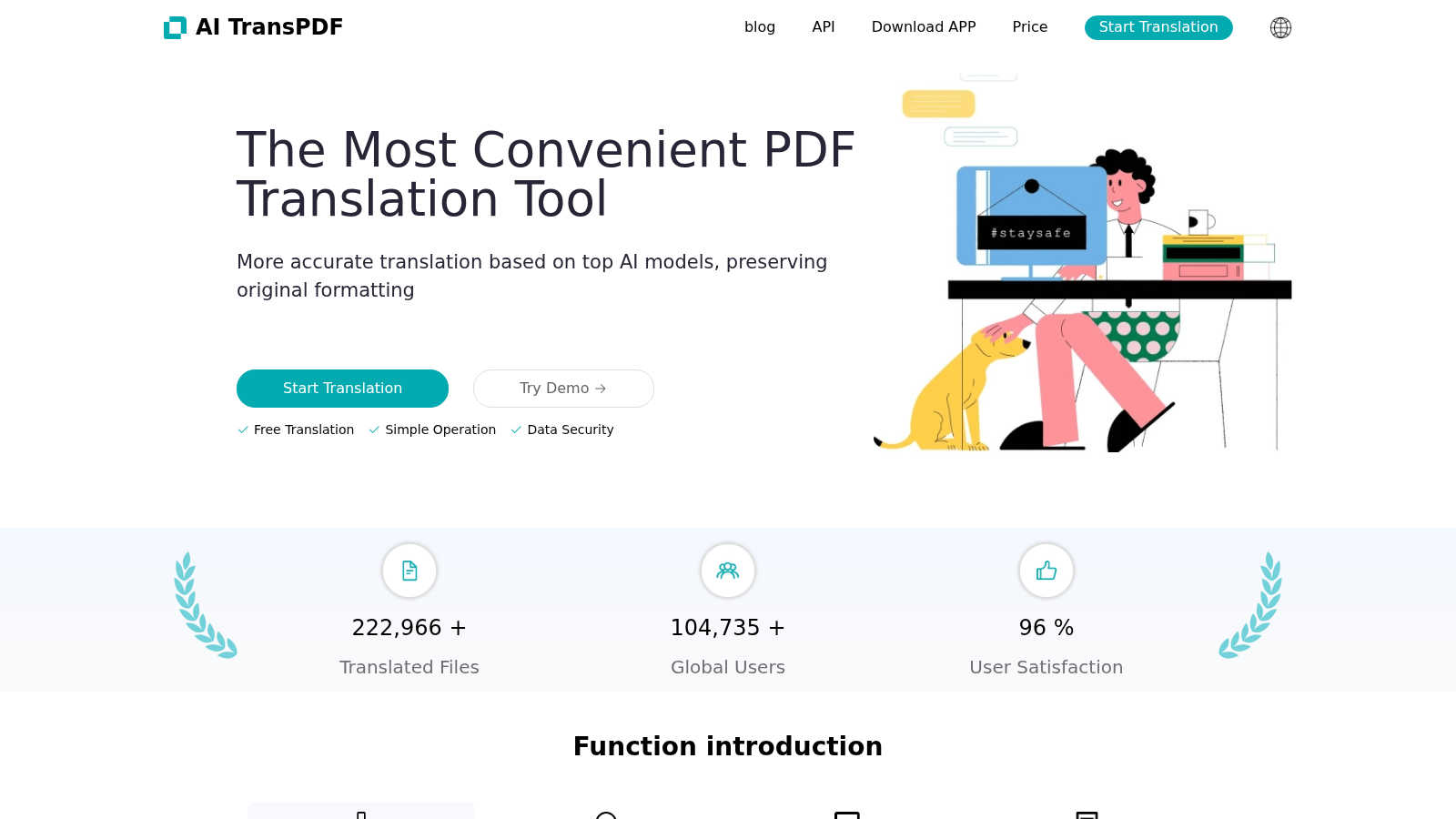 AI TransPDF application interface and features