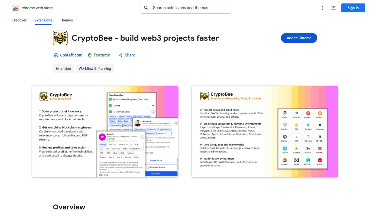 CryptoBee application interface and features