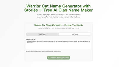 Warrior Cat Name Generator - Tech tool for Generative Art
