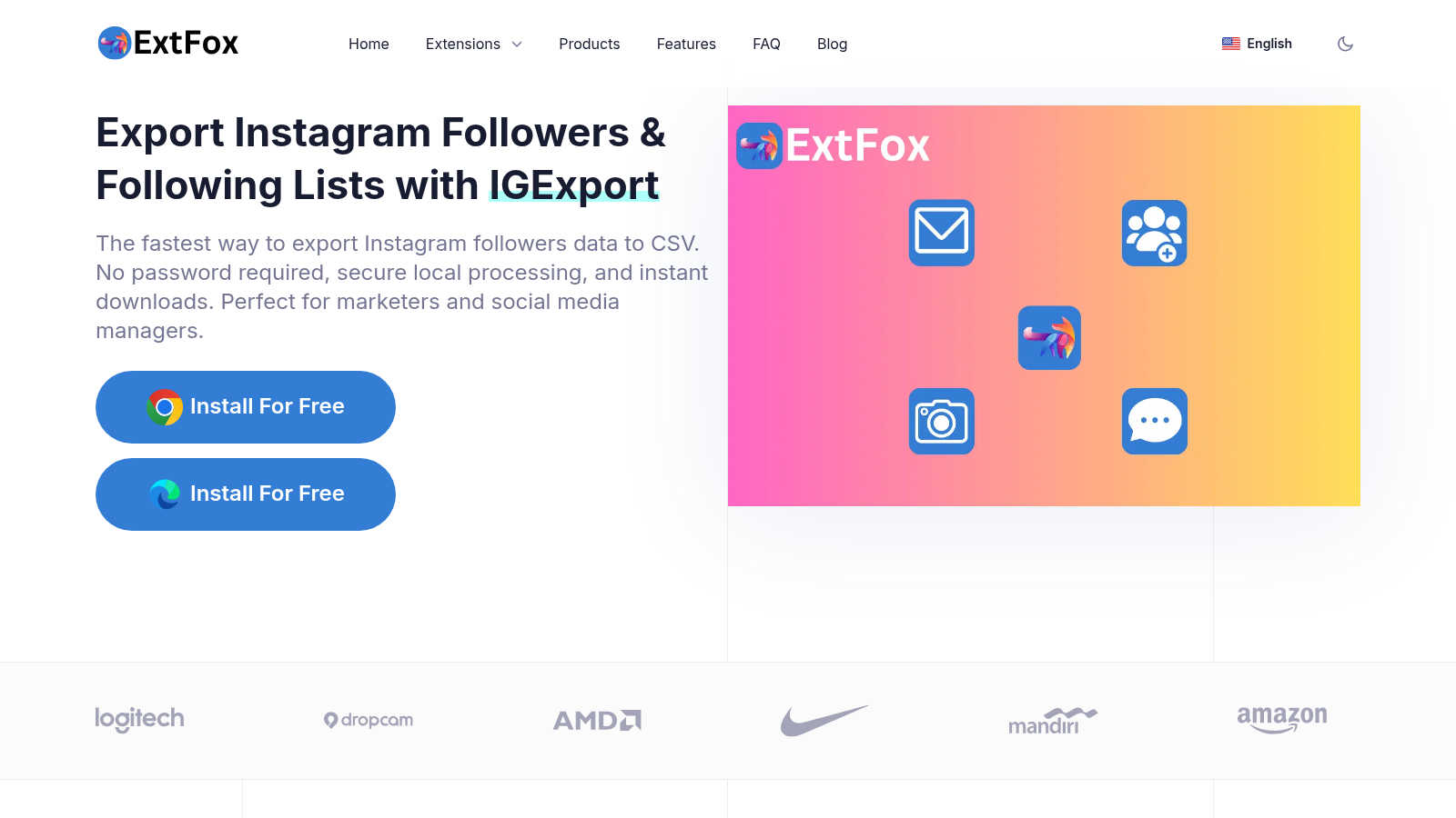 IGExport application interface and features
