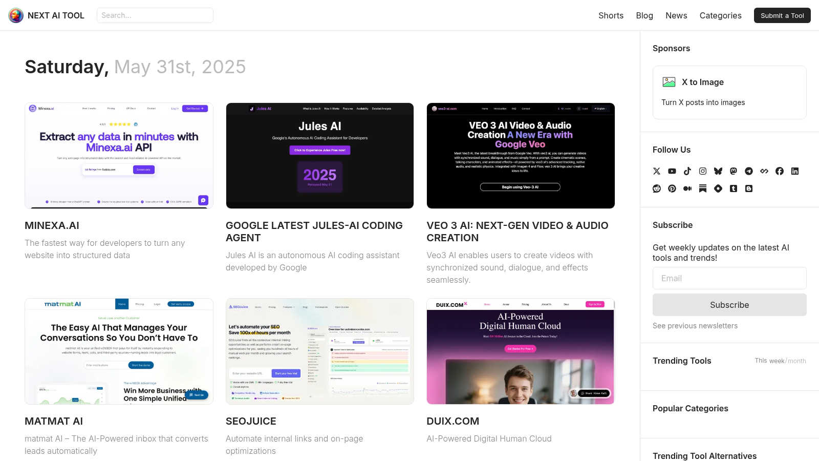 The Next AI Tool application interface and features