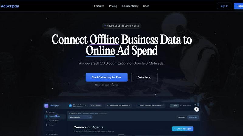 Adscriptly application interface and features