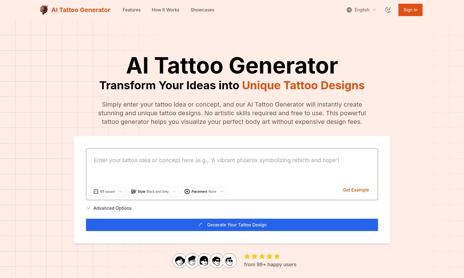 AI Tattoo Generator Website