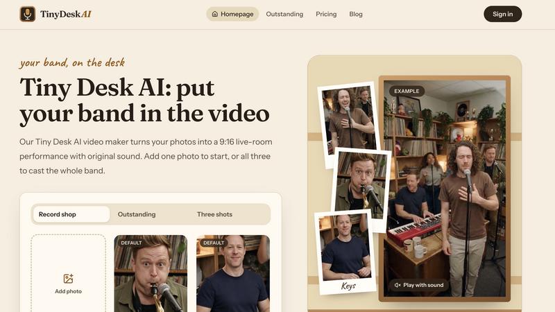 Tiny Desk AI Video Maker screenshot