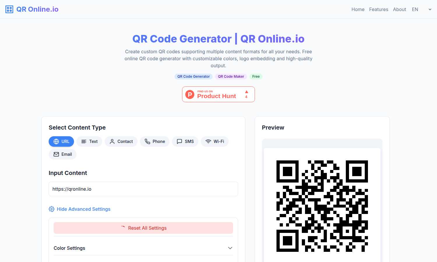 QR Online.io application interface and features
