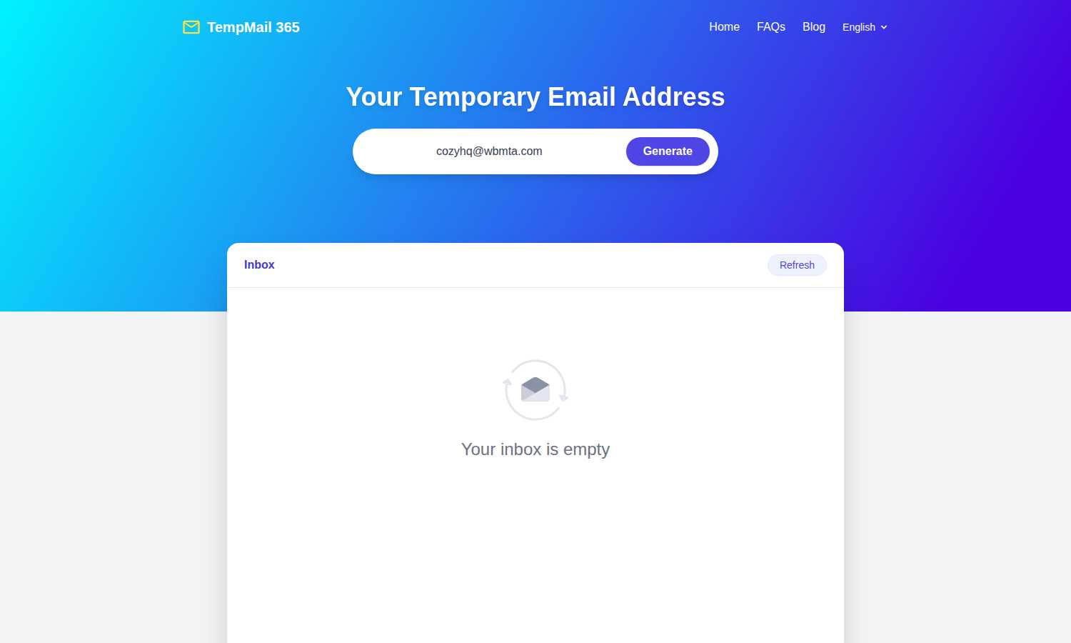 Temp Mail application interface and features
