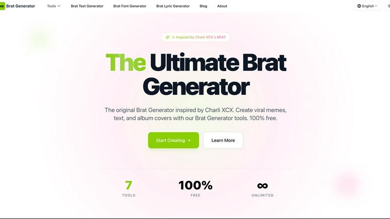 Brat Generator application interface and features