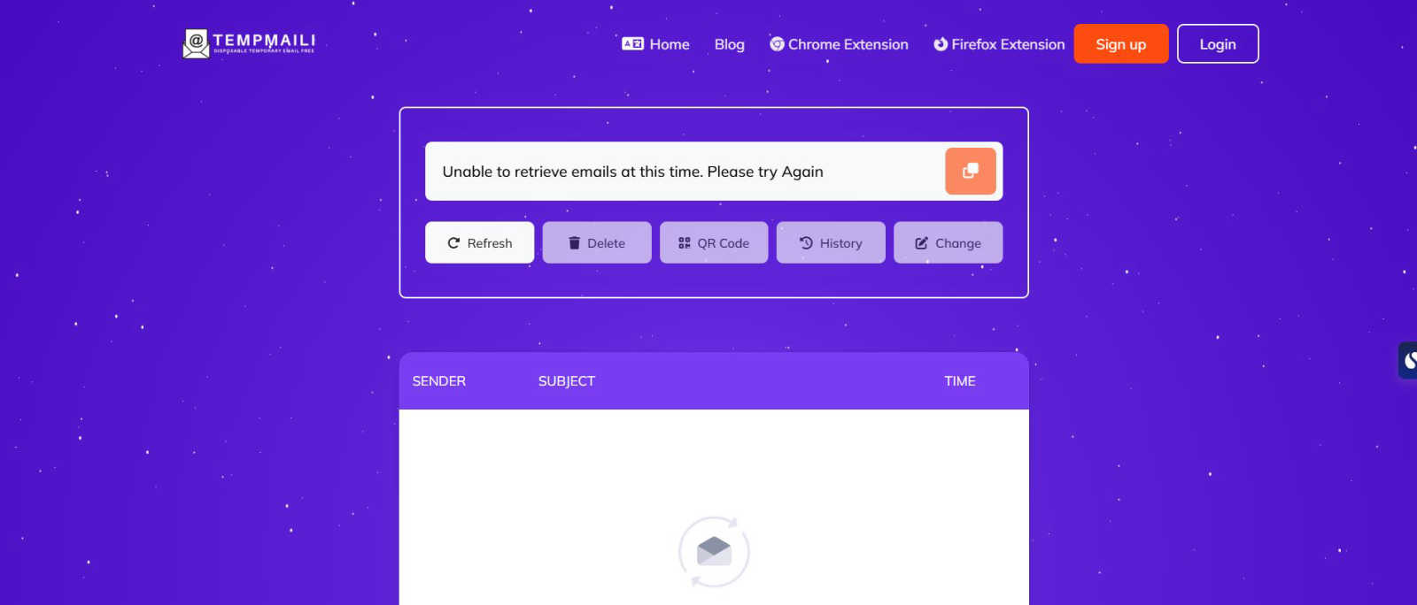 Tempmaili application interface and features