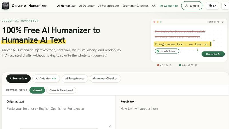 Clever AI Humanizer screenshot