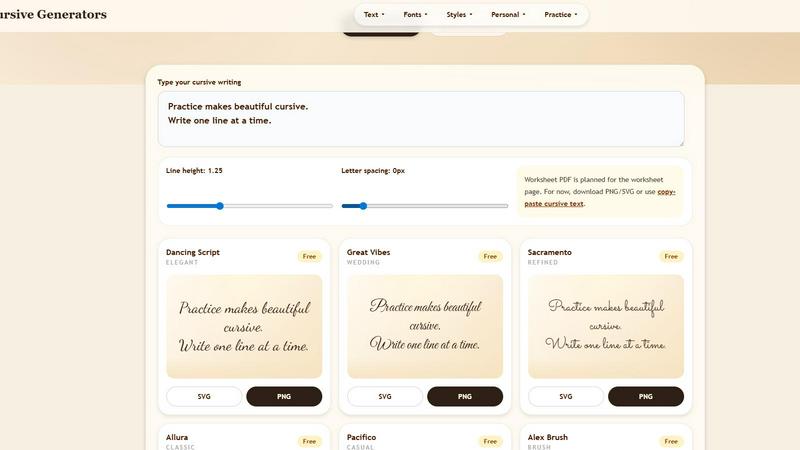 Cursive Generators screenshot