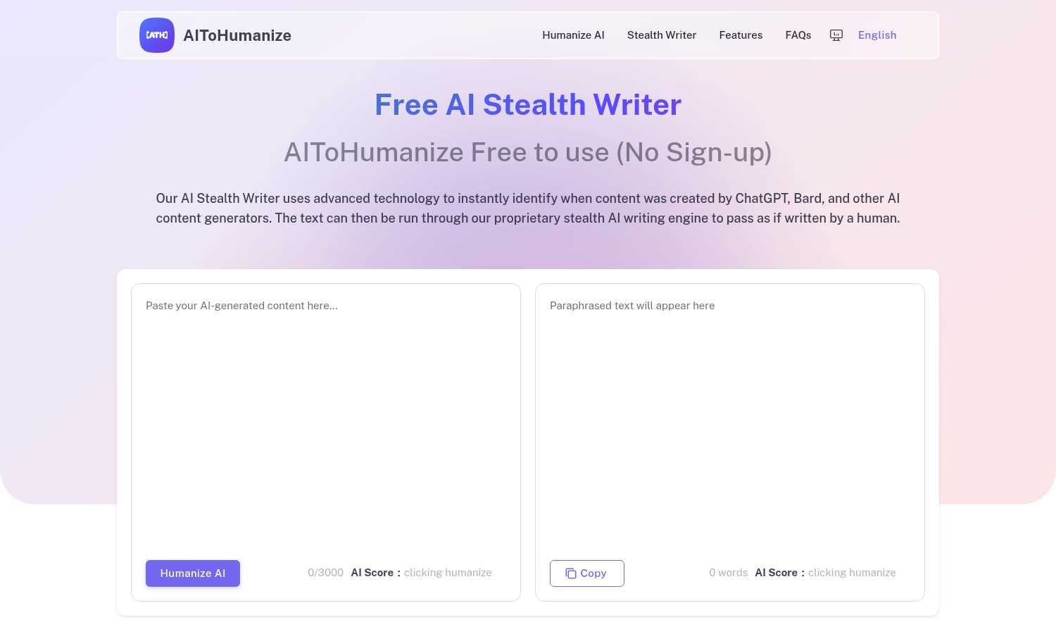 AIToHumanize application interface and features
