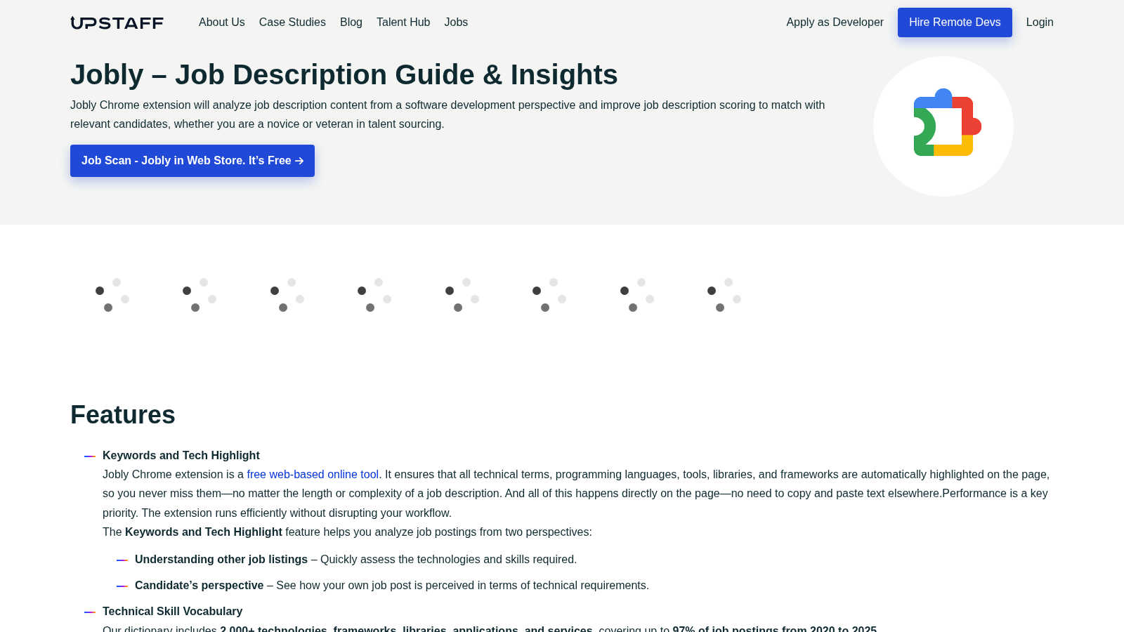 Jobly application interface and features