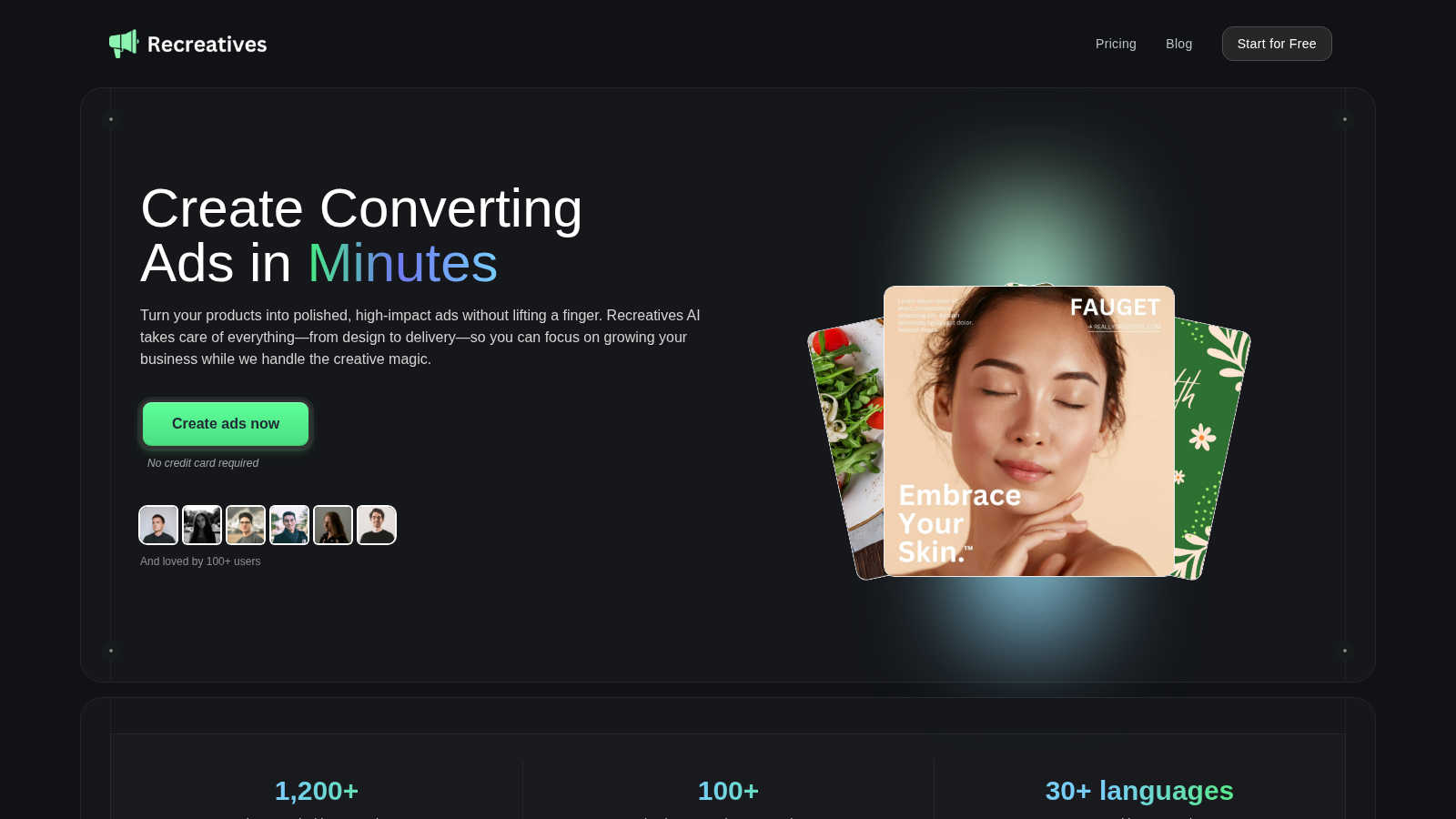 Recreatives application interface and features