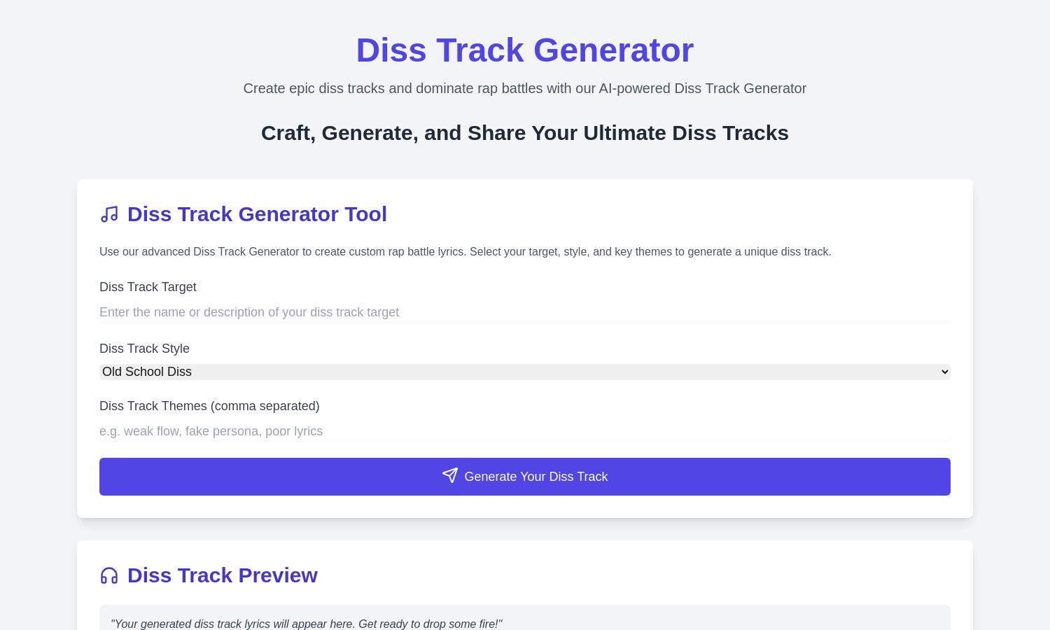 Diss Track Generator Website