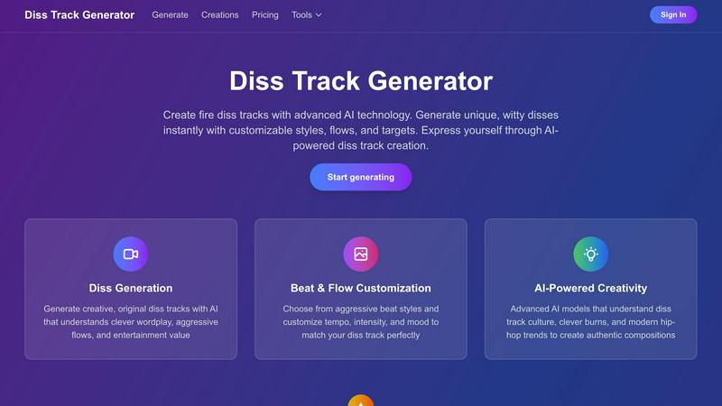 Diss Track Generator application interface and features