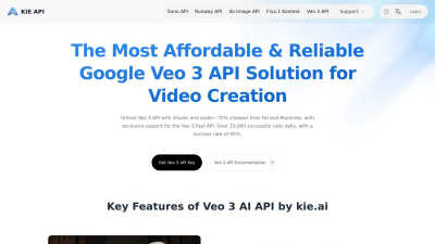 Kie.ai: Most Affordable & Stable Veo 3 API with Synced Audio - AI tool for Video