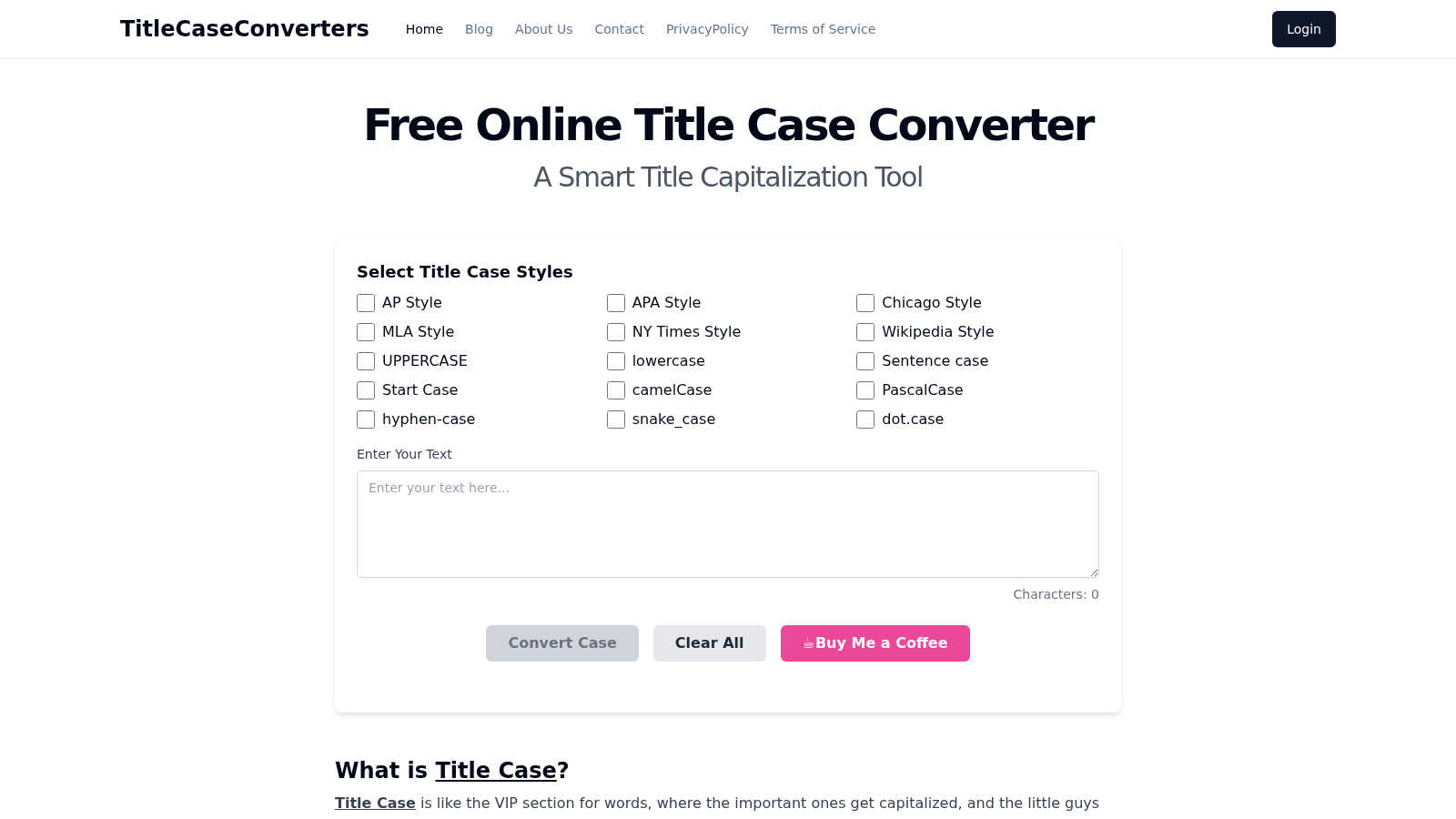 Title Case Converter application interface and features