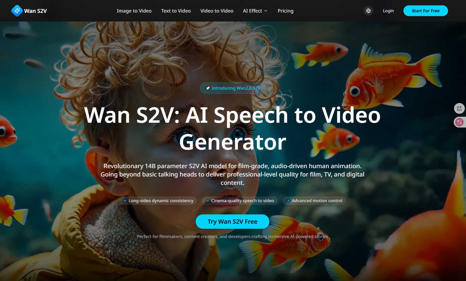Audio to Video AI Generator application interface and features
