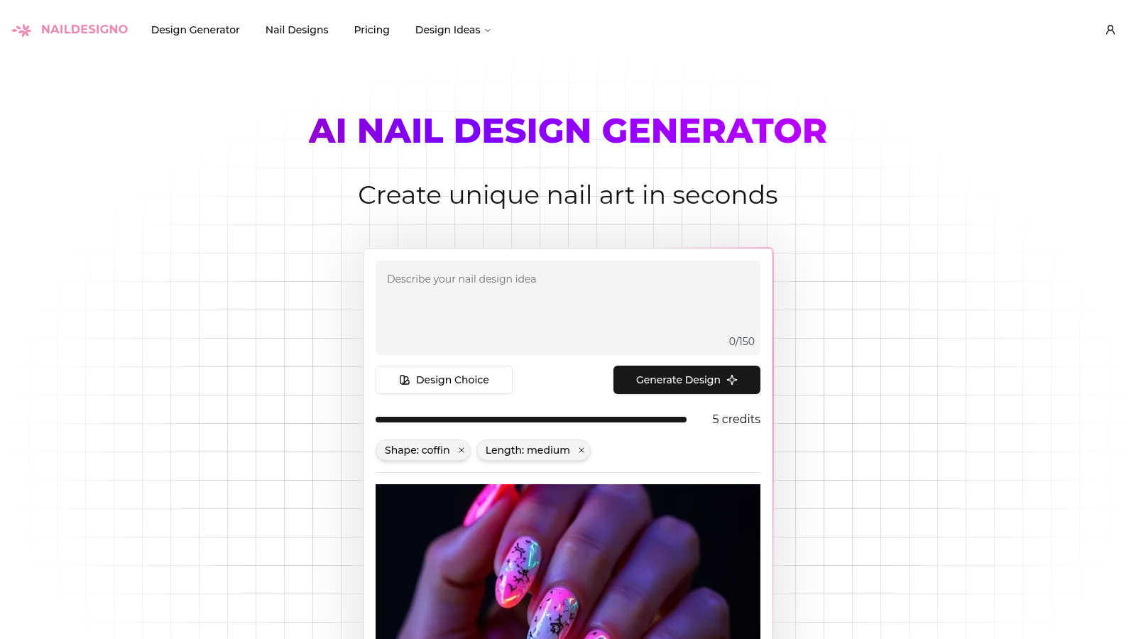 Nailvana Art application interface and features