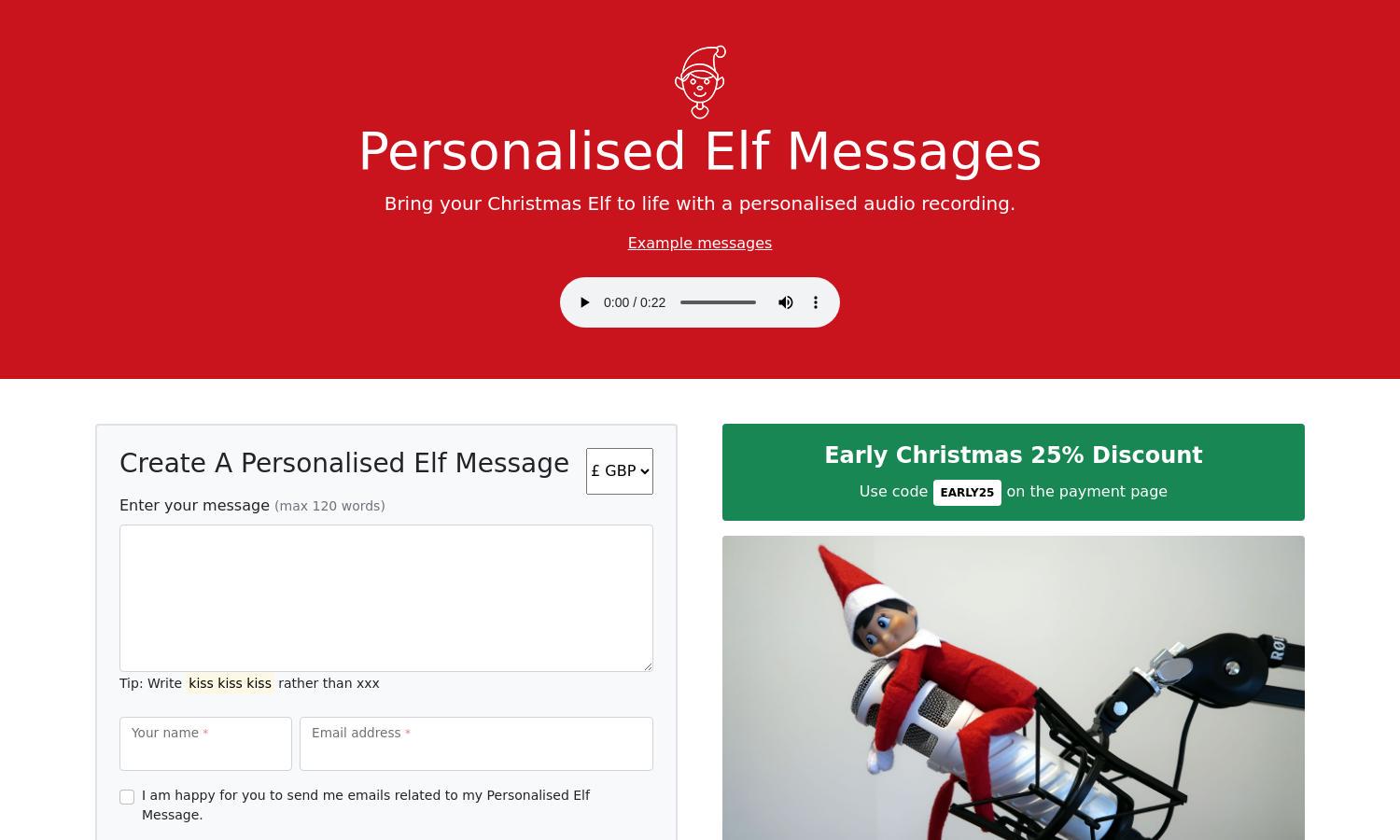 Elf Messages Website