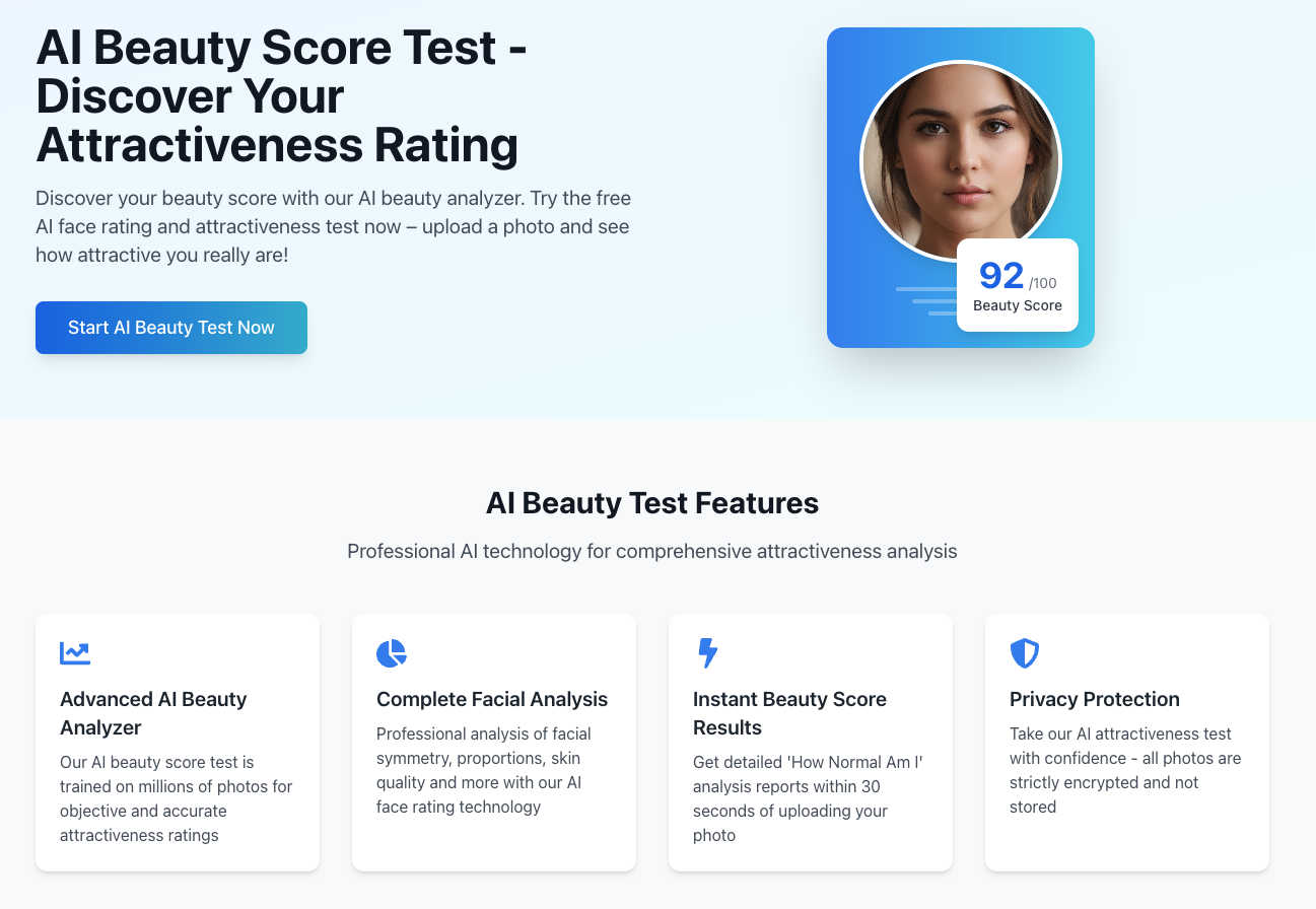 AI Beauty Rating application interface and features