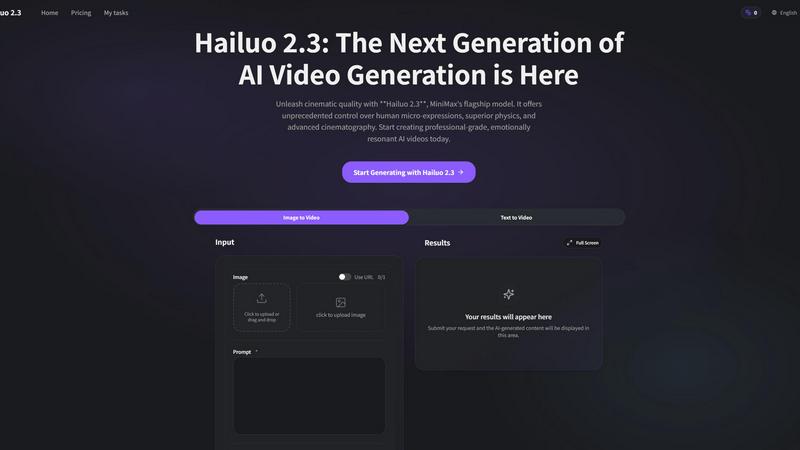 Hailuo 2.3 application interface and features