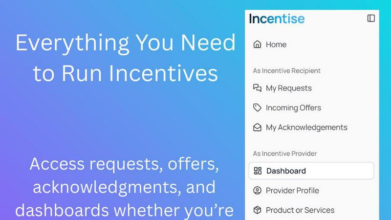 Incentise application interface and features