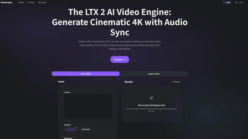 LTX 2 AI Video Generator application interface and features