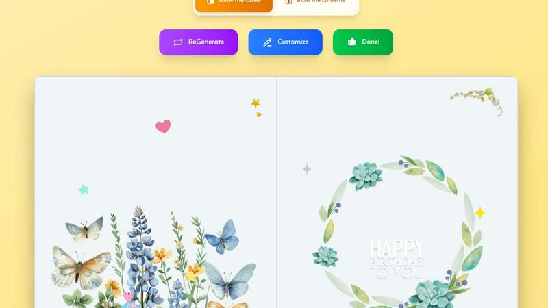 Birthday Card Maker application interface and features