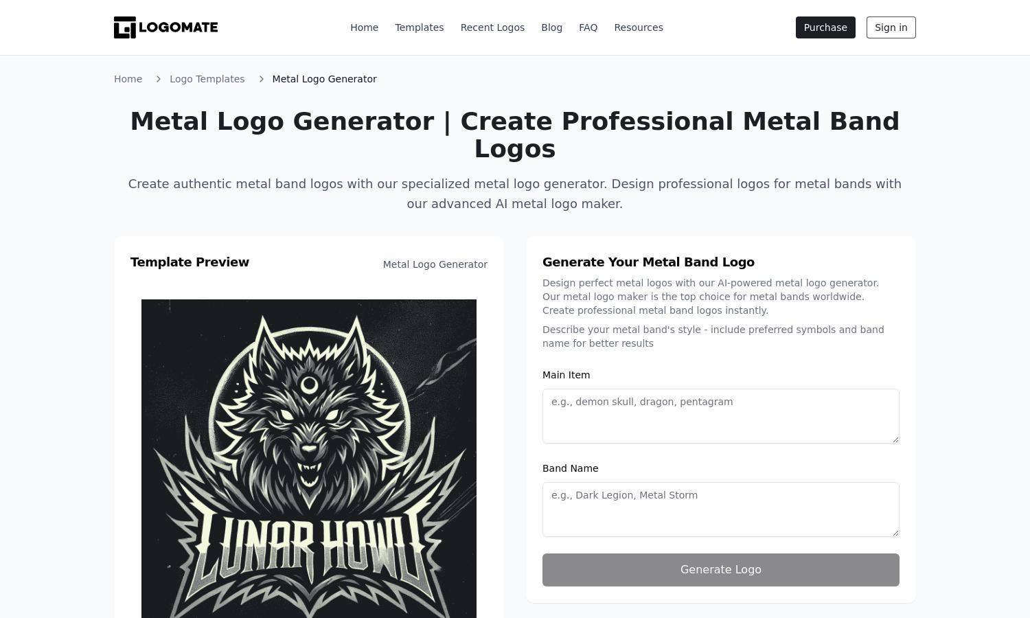 Metal Logo Generator Website