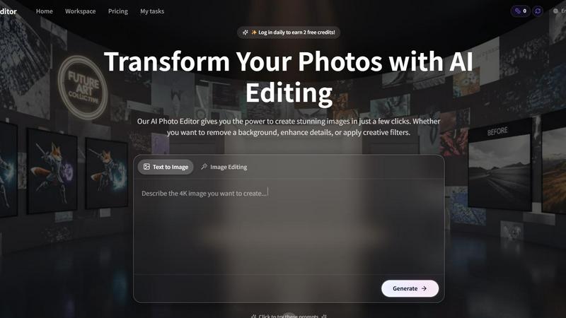 AI Photo Editor application interface and features