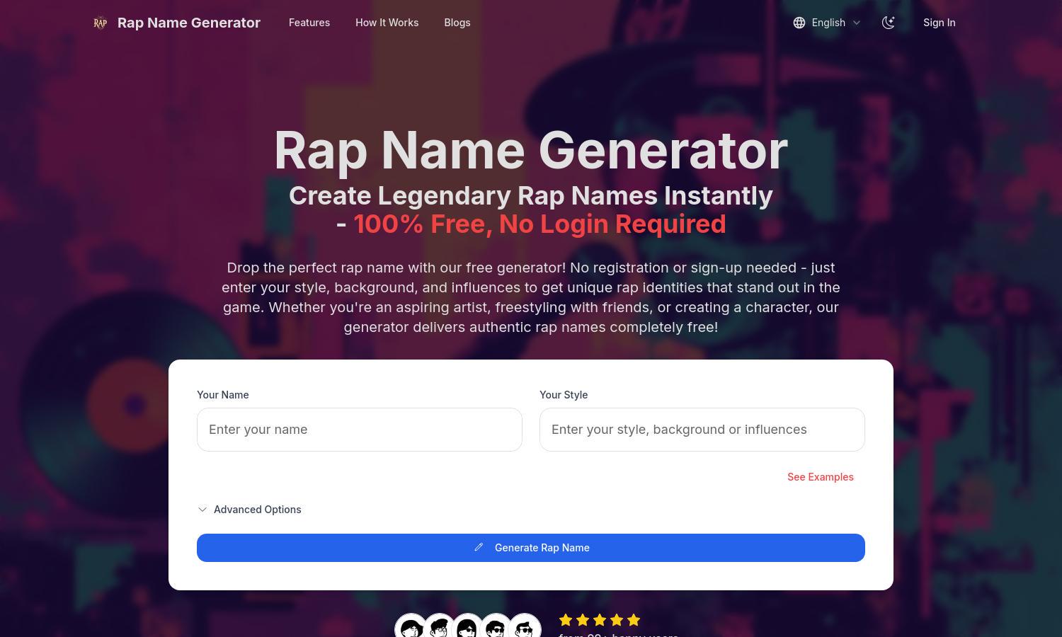 Rap Name Generator Website