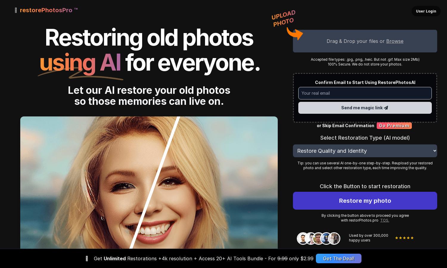 Restore Photos with AI Website