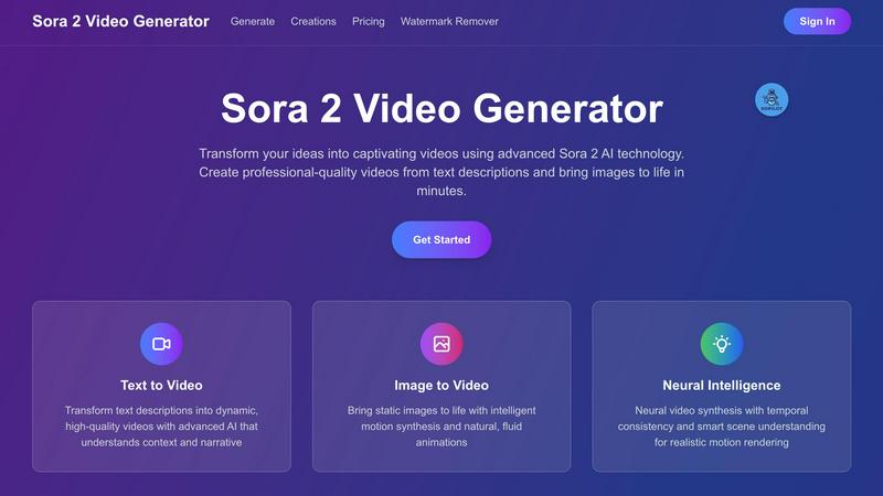 Sora 2 Video Generator application interface and features