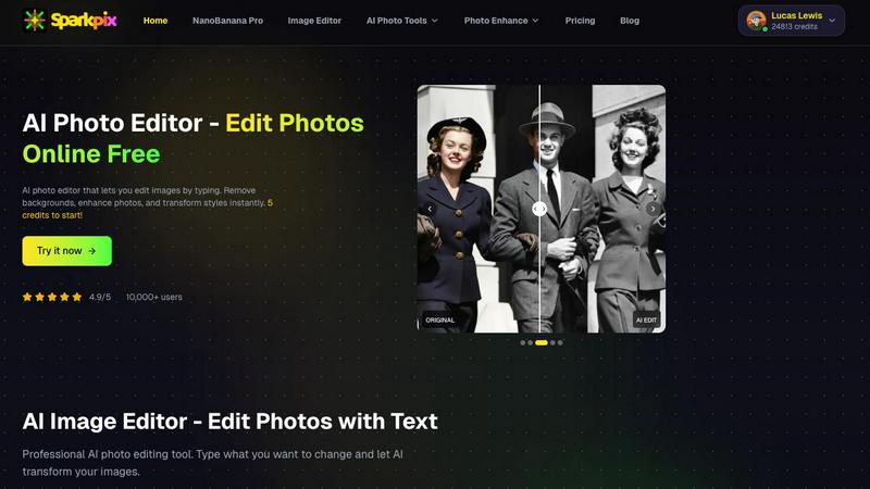 SparkPix.ai application interface and features
