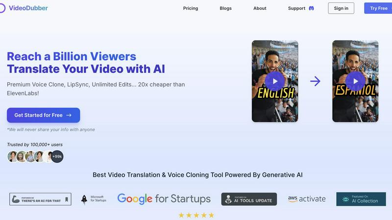 VideoDubber Video Translator application interface and features