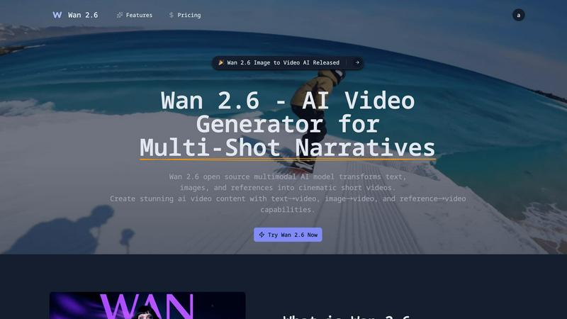 Wan 2.6 AI Video Generator application interface and features