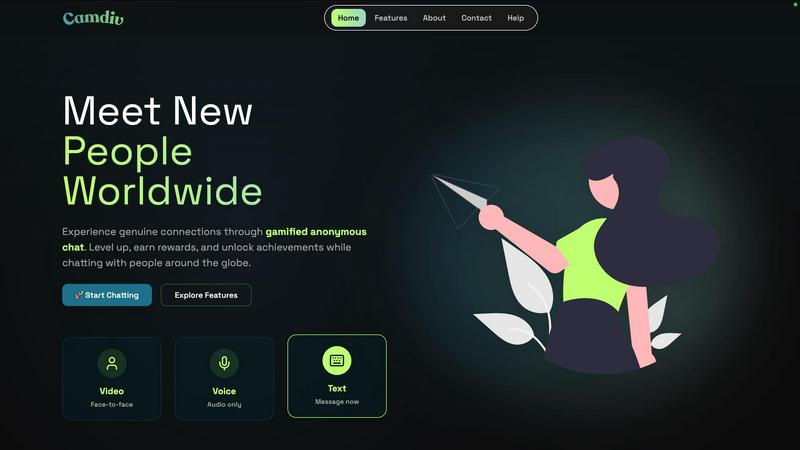 camdiv application interface and features